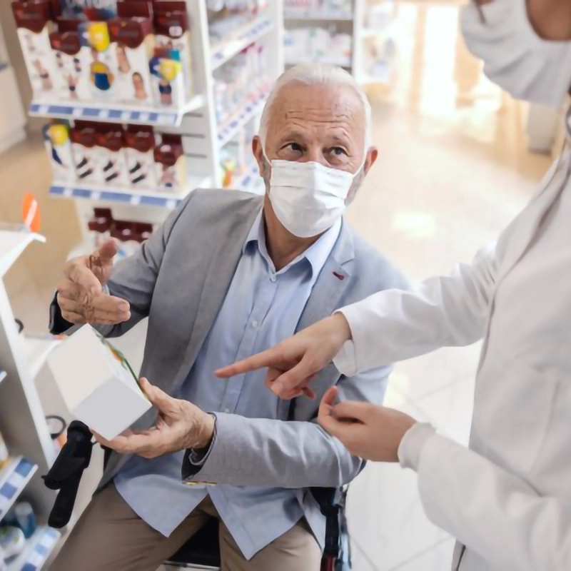 patient at pharmacy